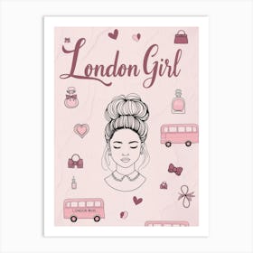 Pink London girl wall art Art Print