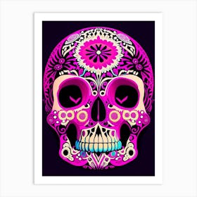 Skull With Mandala Patterns 1 Pink Pop Art Art Print