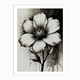 Black And White Flower Painting Art Print