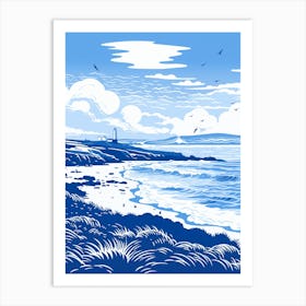 A Screen Print Of Fistral Beach Cornwall 3 Art Print