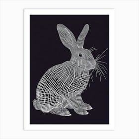 Checkered Giant Rabbit Minimalist Illustration 1 Art Print