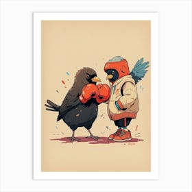 Boxing Birds Art Print