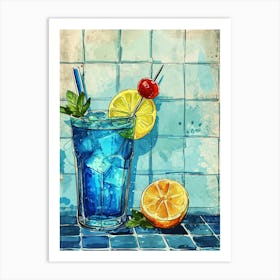 Blue Lagoon Watercolour  2 Art Print