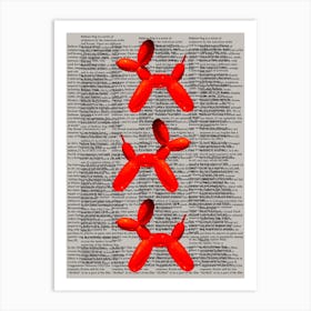 Red Balloon Dog Newspaper Art Print