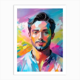 Portrait Of A Man in Color Accents Art Print