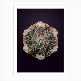 Vintage Lachenalia Pendula Flower Wreath on Royal Purple n.2525 Art Print