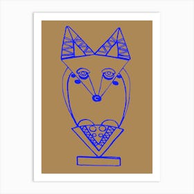 Wolf Brown Blue 1 Art Print