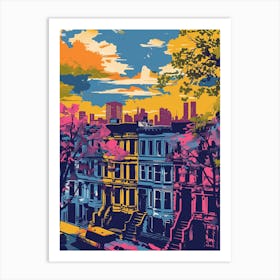 Harlem New York Colourful Silkscreen Illustration 2 Art Print