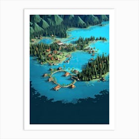 Bora Bora French, Polynesia, Flat Illustration 1 Art Print