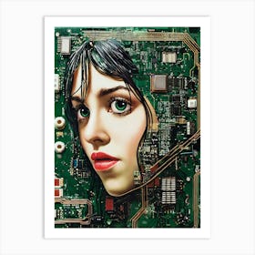 Woman On A Circuit Board Art Print