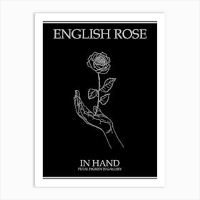 English Rose In Hand Line Drawing 4 Poster Inverted Art Print