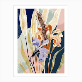 Colourful Flower Illustration Fountain Grass 3 Art Print