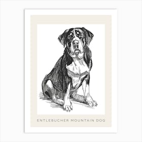 Entlebucher Mountain Dog Line Sketch 2 Poster Art Print