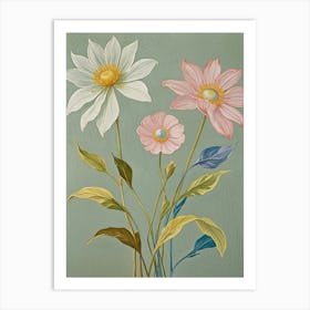 Three Pastel Flowers Art Print