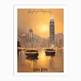 Hong Kong, minimalist soft tones palette, watercolor poster Art Print