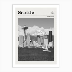 Seattle Washington Black And White Art Print