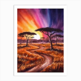 Sunset In The Savannah 1 Art Print