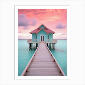 House On The Beach At Sunset Art Print