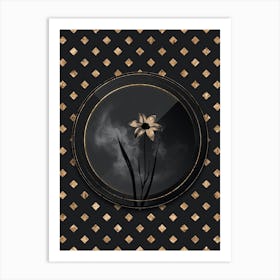 Shadowy Vintage Lady Tulip Botanical in Black and Gold n.0132 Art Print