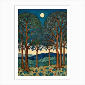 William Morris Moonlight In The Woods 83 Art Print