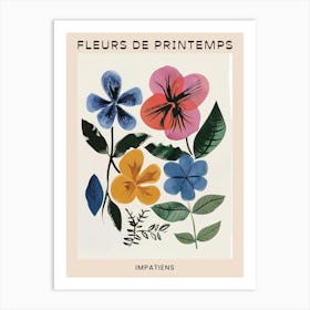 Spring Floral French Poster  Impatiens 1 Art Print