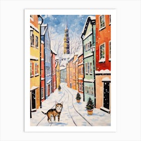 Cat In The Streets Of Krakow   Poland With Snow 1 Art Print