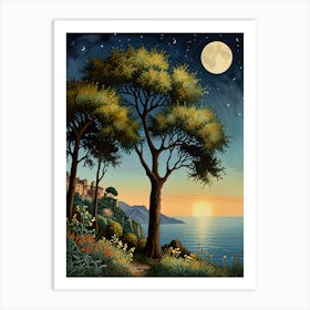 William Morris Moonlight By The Sea Art Print