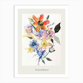 Passionflower 1 Collage Flower Bouquet Poster Art Print
