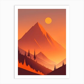 Misty Mountains Vertical Composition In Orange Tone 205 Art Print