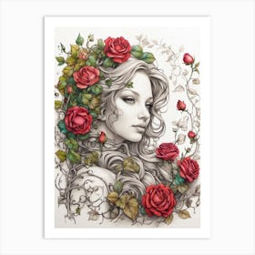Rose girl Art Print