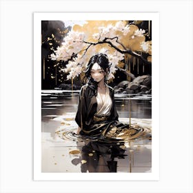 Asian Girl In Water 1 Art Print