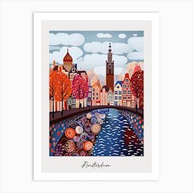 Poster Of Amsterdam, Illustration In The Style Of Pop Art 3 Art Print