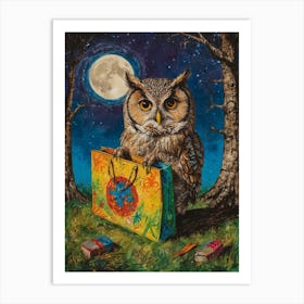 Owl With Book Art Print