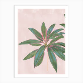 Pink And Green Plant Tropical Pink Diamond Cordylines - left of 2 pair Art Print
