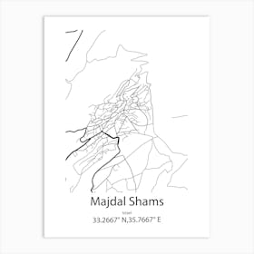 Majdal Shams,Israel Minimalist Map Art Print