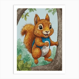 Squirrel In The Tree 2 Art Print