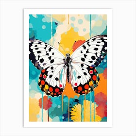 Pop Art Marbled White Butterfly 1 Art Print