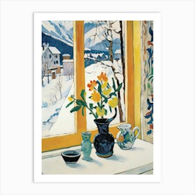 The Windowsill Of Banff   Canada Snow Inspired By Matisse 4 Art Print