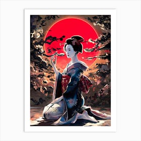 Beautiful Japanese Geisha Woman Art Painting #1 Art Print