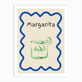 Margarita Doodle Poster Blue & Green Art Print