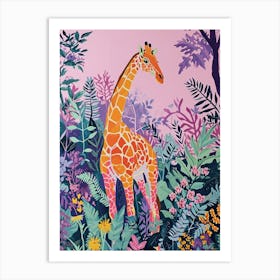 Purple Giraffe Watercolour Illustration 2 Art Print