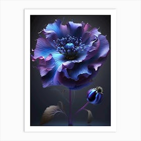 Blue Anemone Flower Art Print