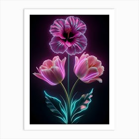 Neon Flowers Art Print