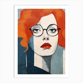 Red Haired Woman with Glasses Art Print