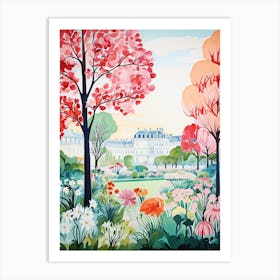 Luxembourg Gardens France Modern Illustration 2 Art Print