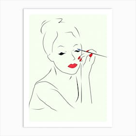 Woman doing makeup 1 Art Print
