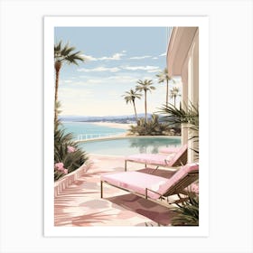 An Illustration In Pink Tones Of Palm Beach Australia 1 Art Print