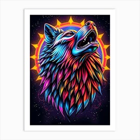 Psychedelic Wolf Head Póster