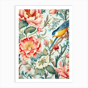 Chinese Floral Wallpaper Art Print