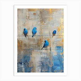 Blue Birds On A Wire 6 Art Print